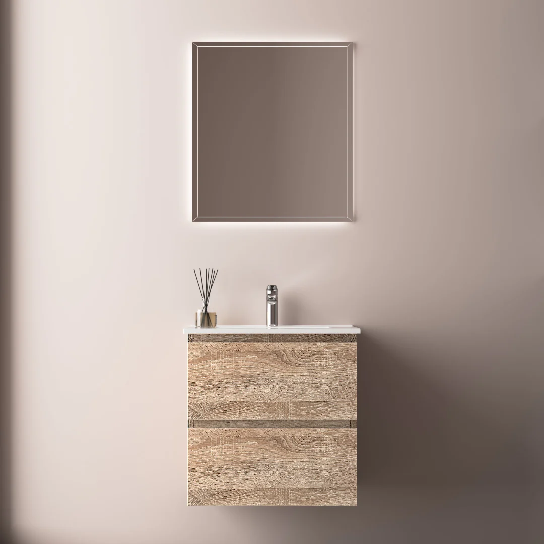 Avia 600mm White Oak Wall Hung Vanity - Image 2