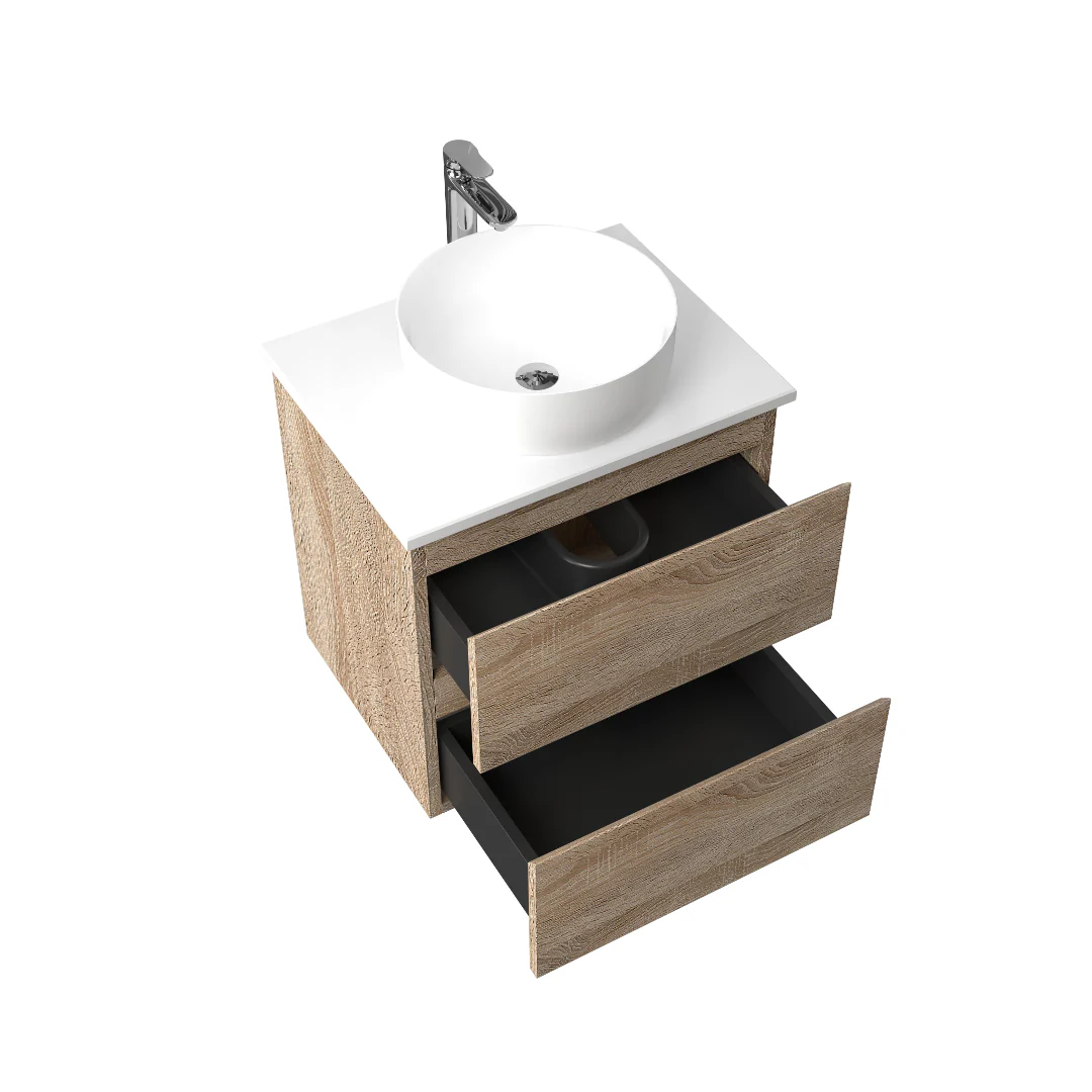 Avia 600mm White Oak Wall Hung Vanity - Image 4