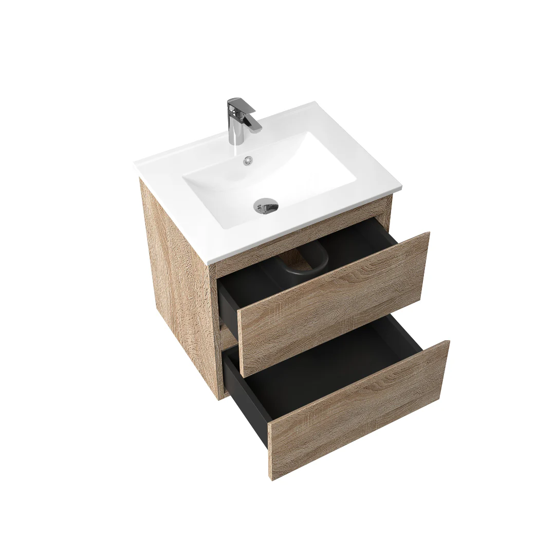 Avia 600mm White Oak Wall Hung Vanity - Image 7