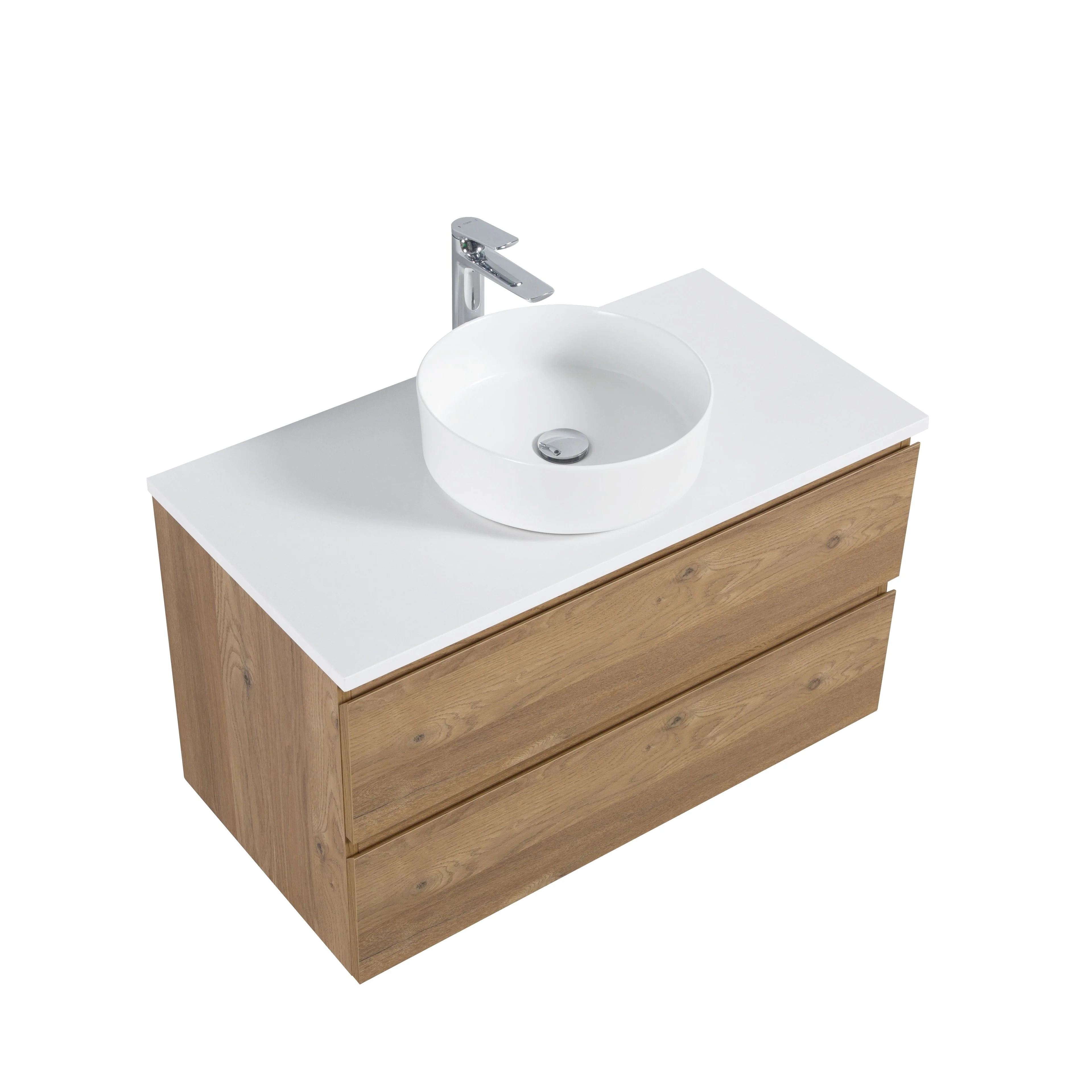 Avia 900mm Natural Oak Wall Hung Vanity - Image 6
