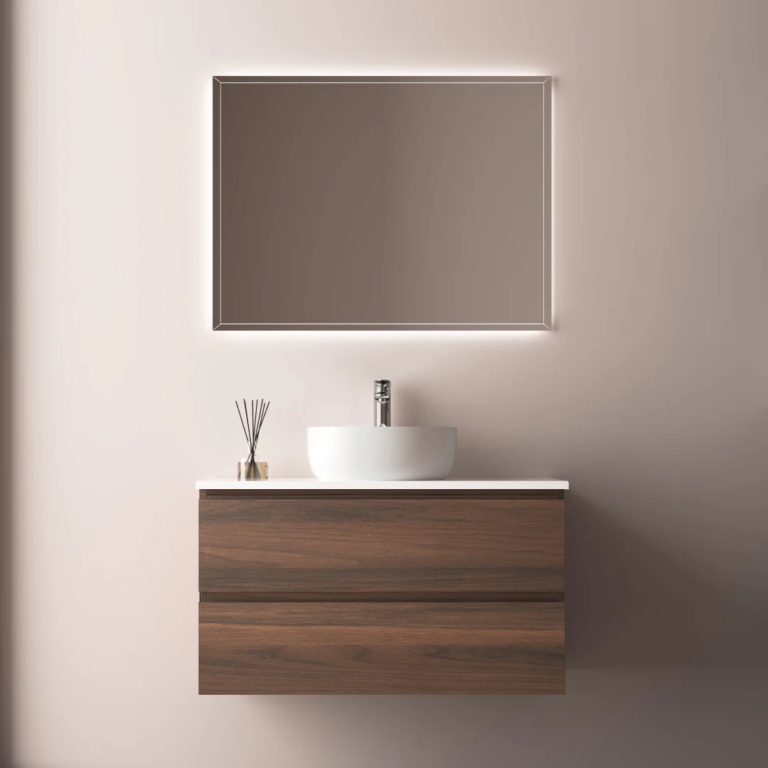 Avia 900mm Walnut Wall Hung Vanity