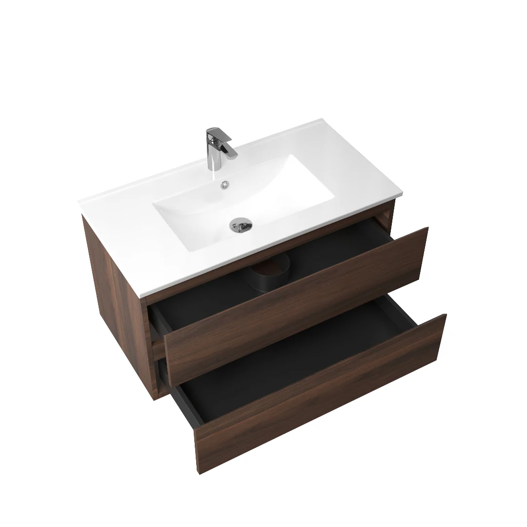 Avia 900mm Walnut Wall Hung Vanity - Image 5