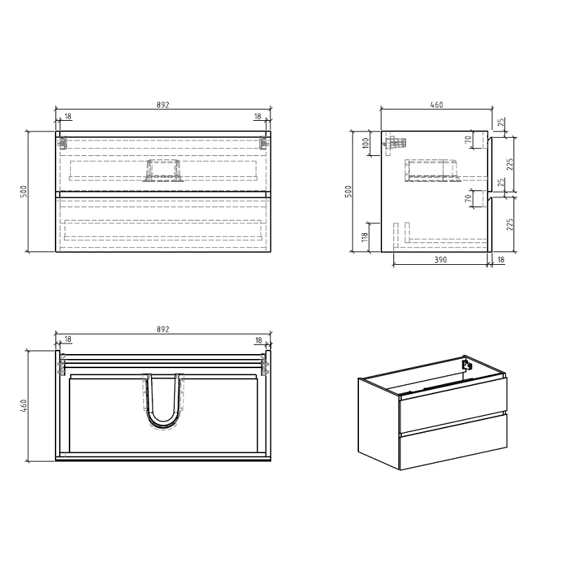 Avia 900mm White Oak Wall Hung Vanity - Image 7