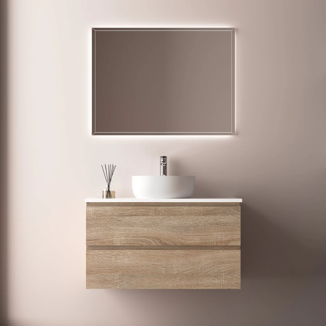 Avia 900mm White Oak Wall Hung Vanity