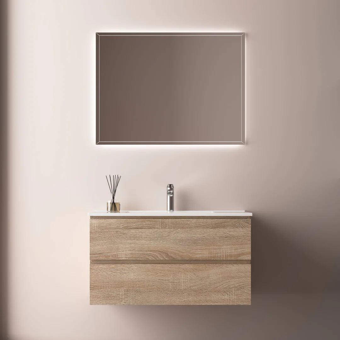 Avia 900mm White Oak Wall Hung Vanity - Image 2