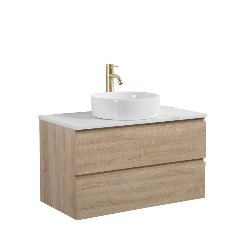 Avia 900mm White Oak Wall Hung Vanity - Image 4