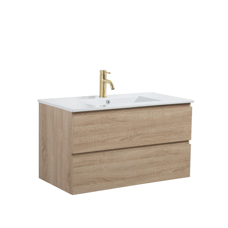 Avia 900mm White Oak Wall Hung Vanity - Image 5