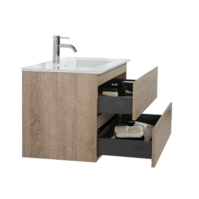 Avia 900mm White Oak Wall Hung Vanity - Image 8