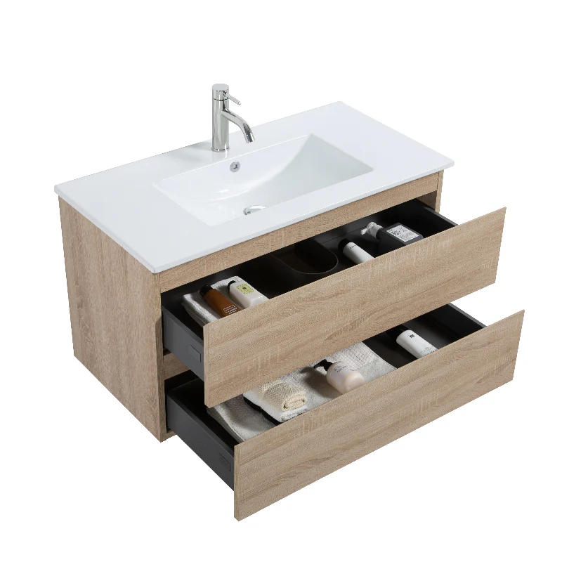Avia 900mm White Oak Wall Hung Vanity - Image 9