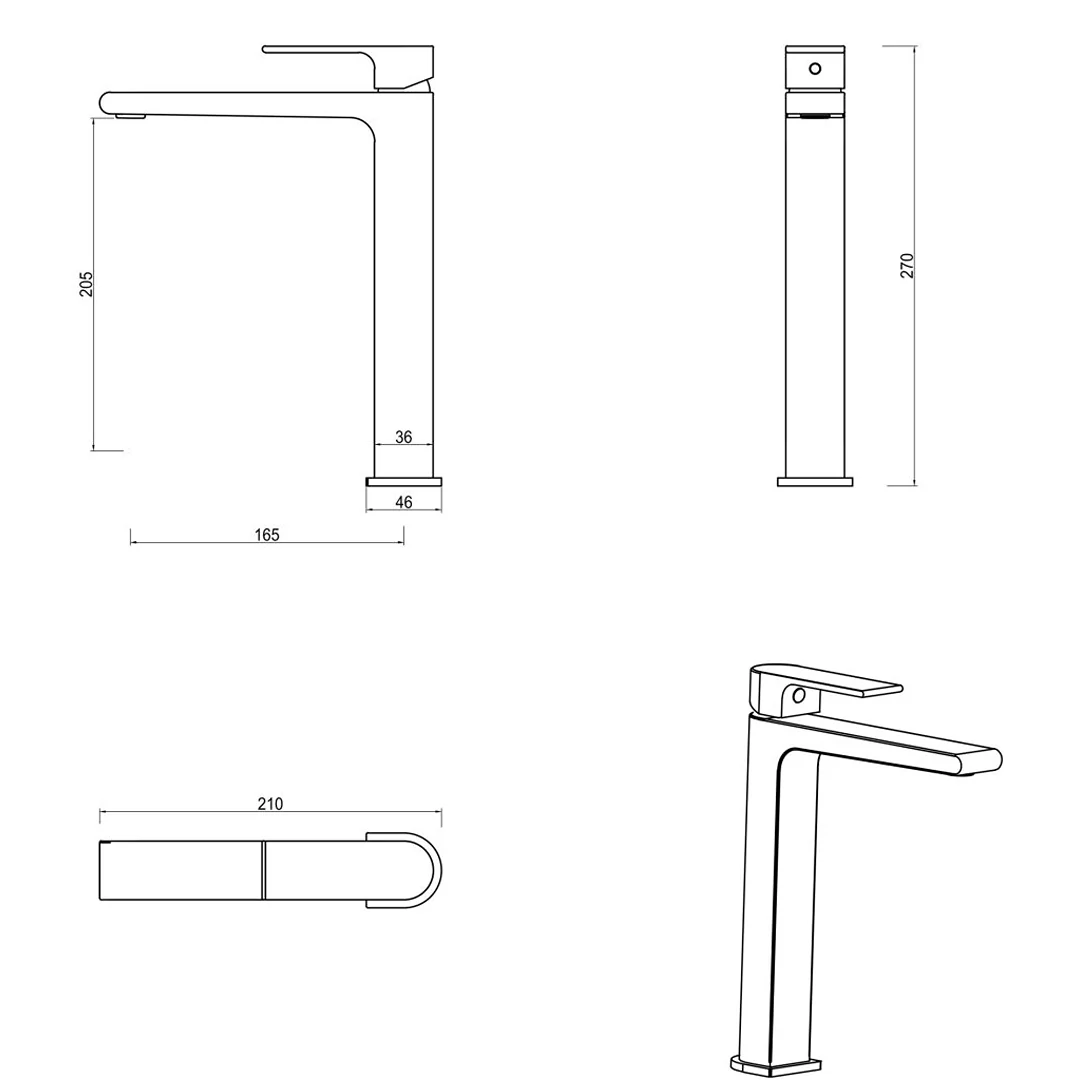 Beki Brushed Nickel Tall Basin Mixer - Image 4