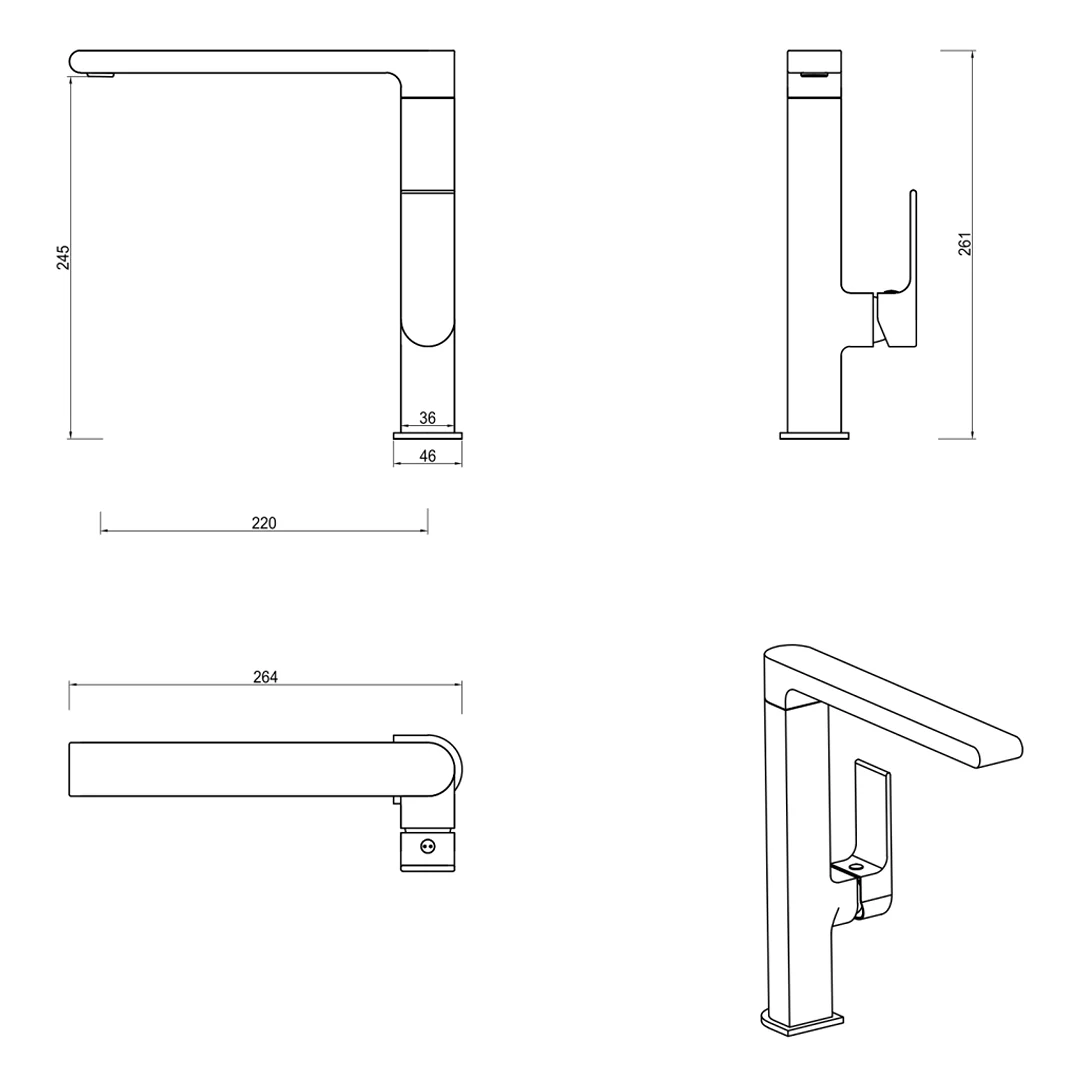 Beki Gun Metal Sink Mixer - Image 4