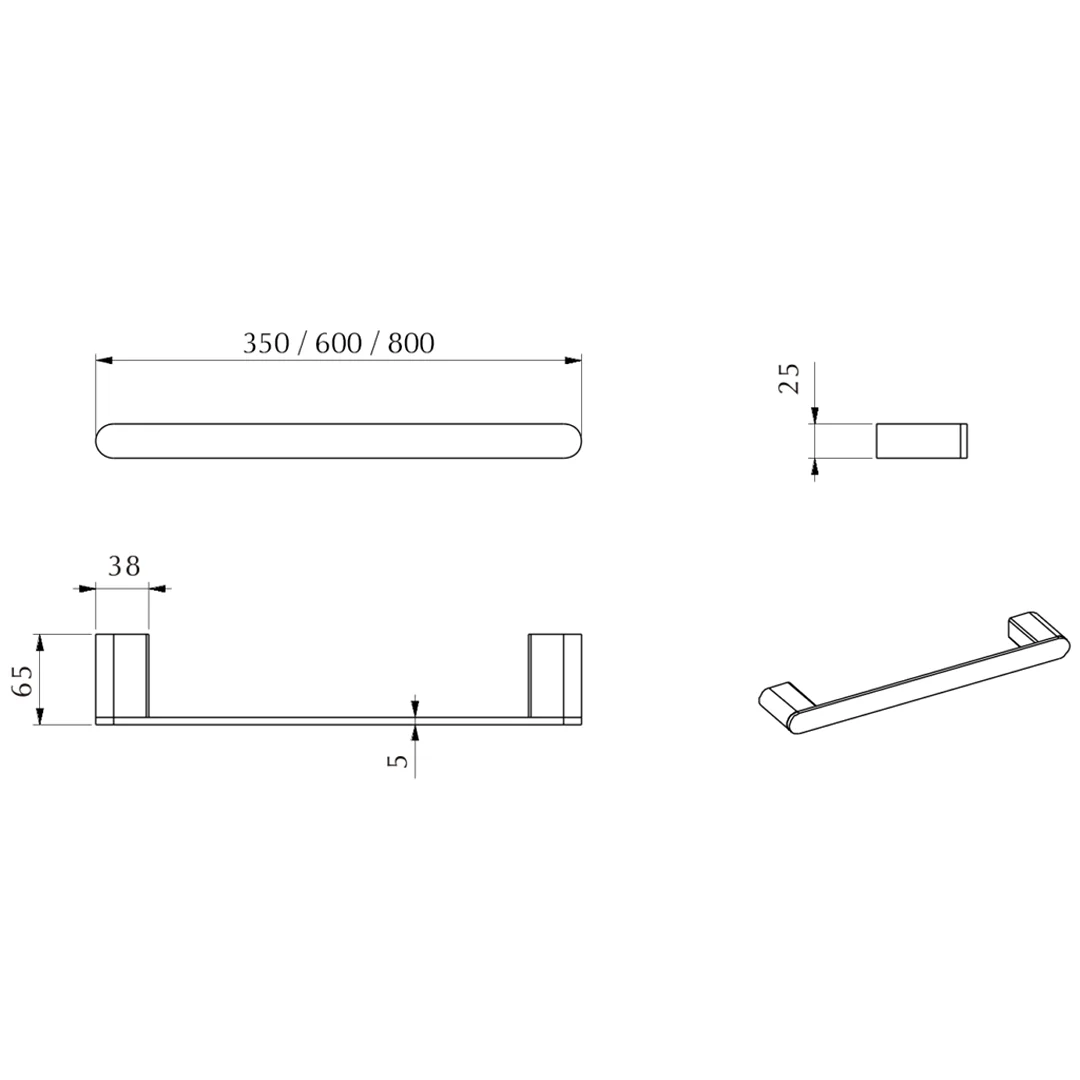 Beki / Lantra French Gold Single Towel Rail - 800mm - Image 2