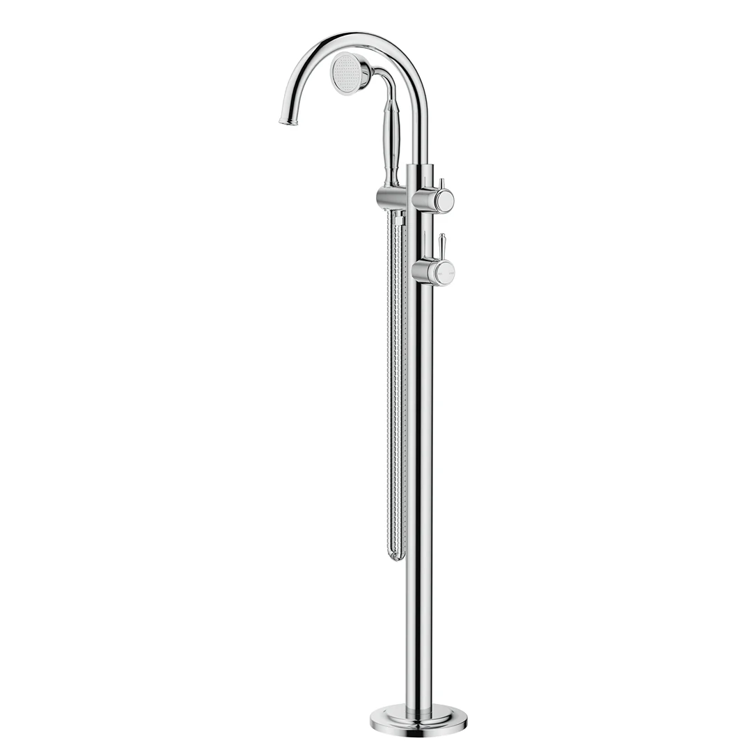 Mica Chrome Heritage Freestanding Bath Mixer with Hand Shower