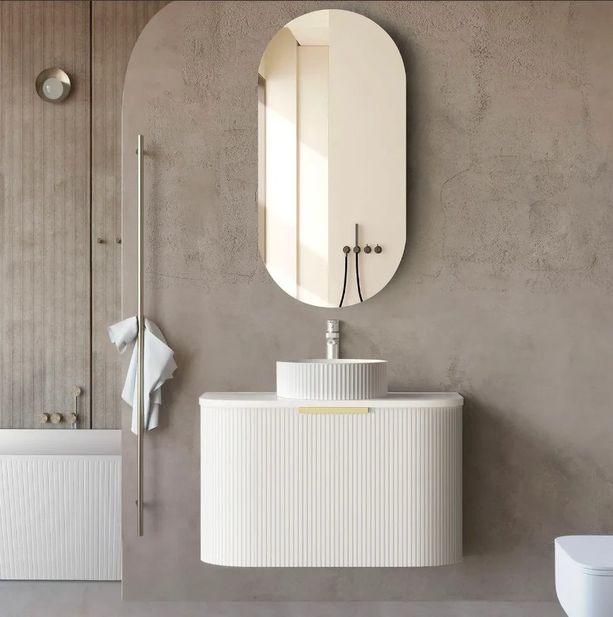 Bondi 750 Curved Matte White Oak Wall Hung Vanity