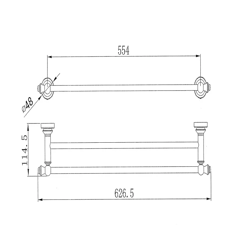 Bordeaux/Montpellier 600mm Traditional Double Towel Rail - Image 2