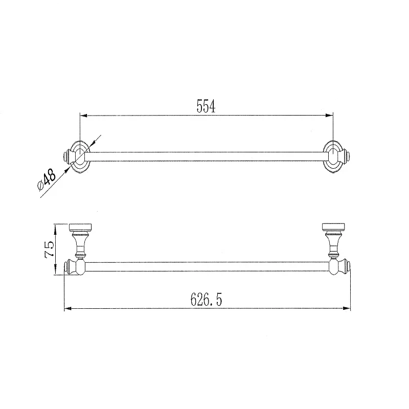 Bordeaux/Montpellier 600mm Traditional Single Towel Rail - Image 2