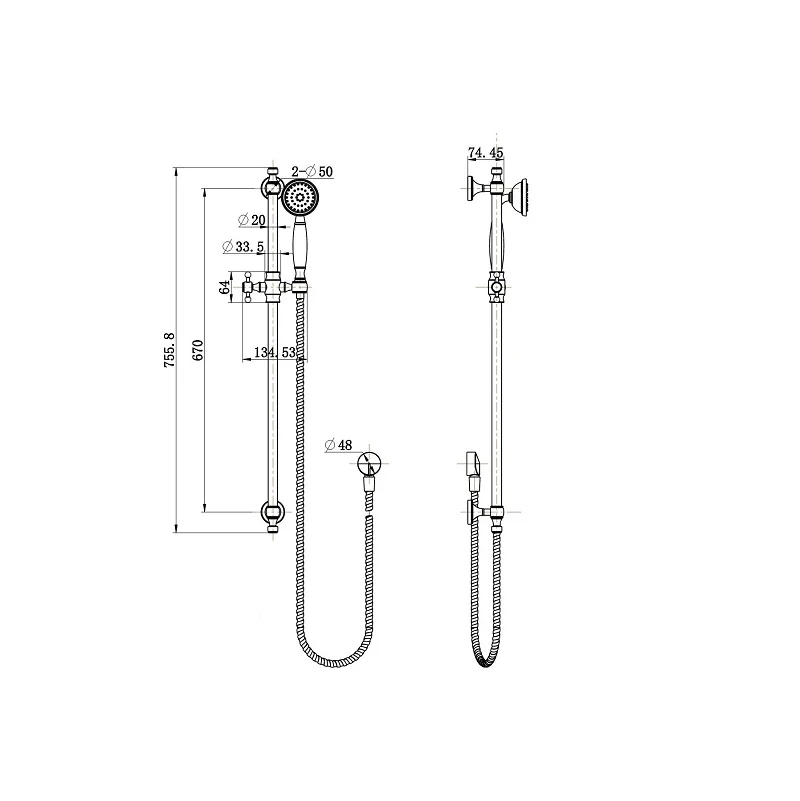 Bordeaux Traditional Shower Rail Set - Image 2