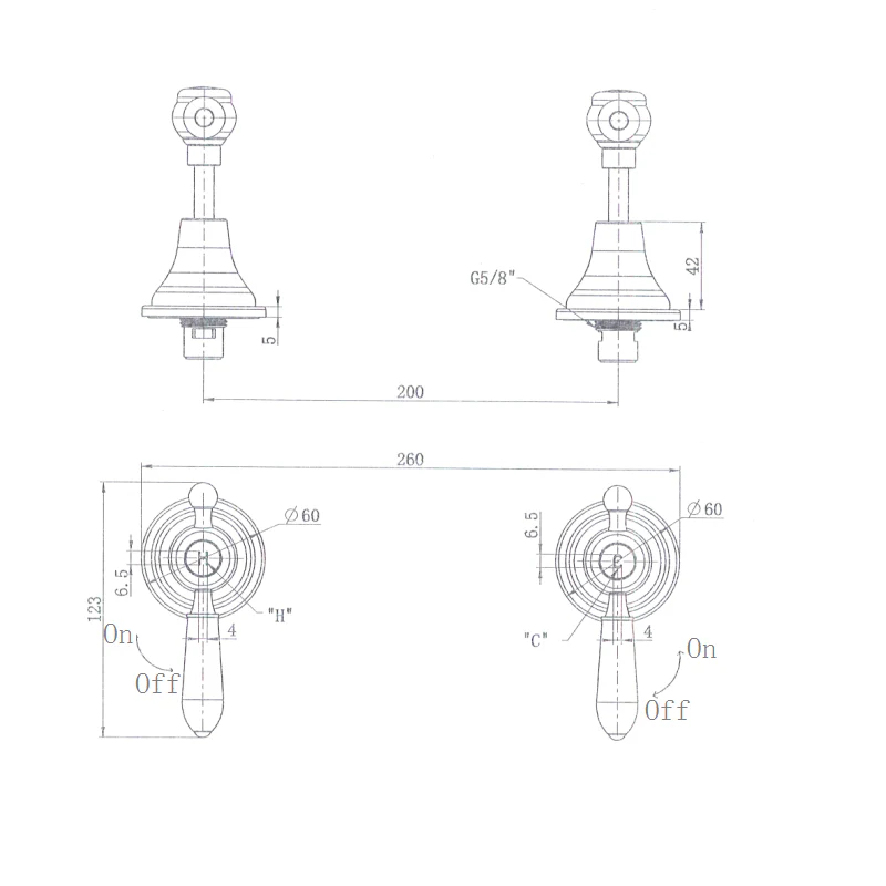 Bordeaux Traditional Wall Tap Set - Image 2