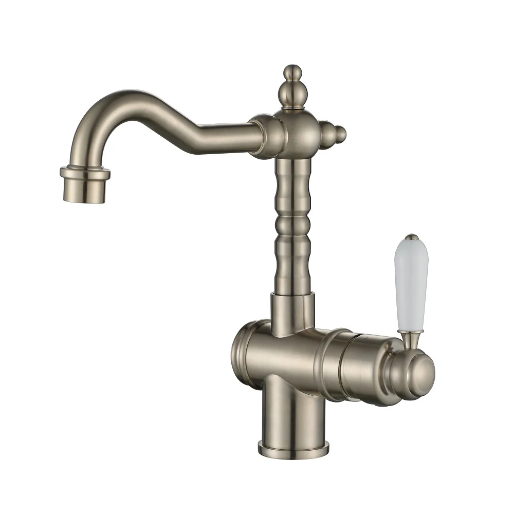 Bordeaux Traditional Warm Brushed Nickel High Rise Basin Mixer