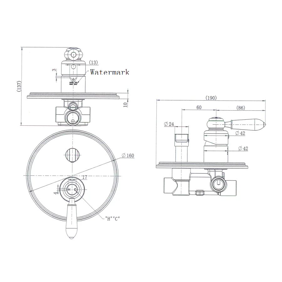 Bordeaux Traditional Warm Brushed Nickel Shower Diverter - Image 2