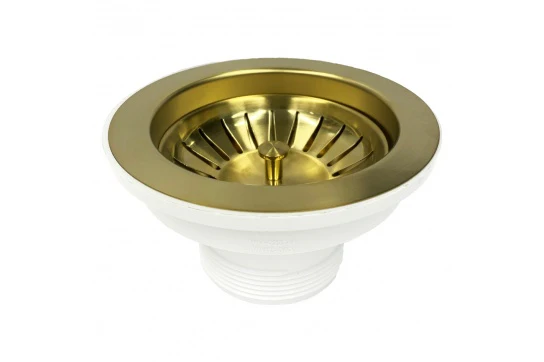 Brushed Brass Stainless Steel Basket Waste & Long Thread