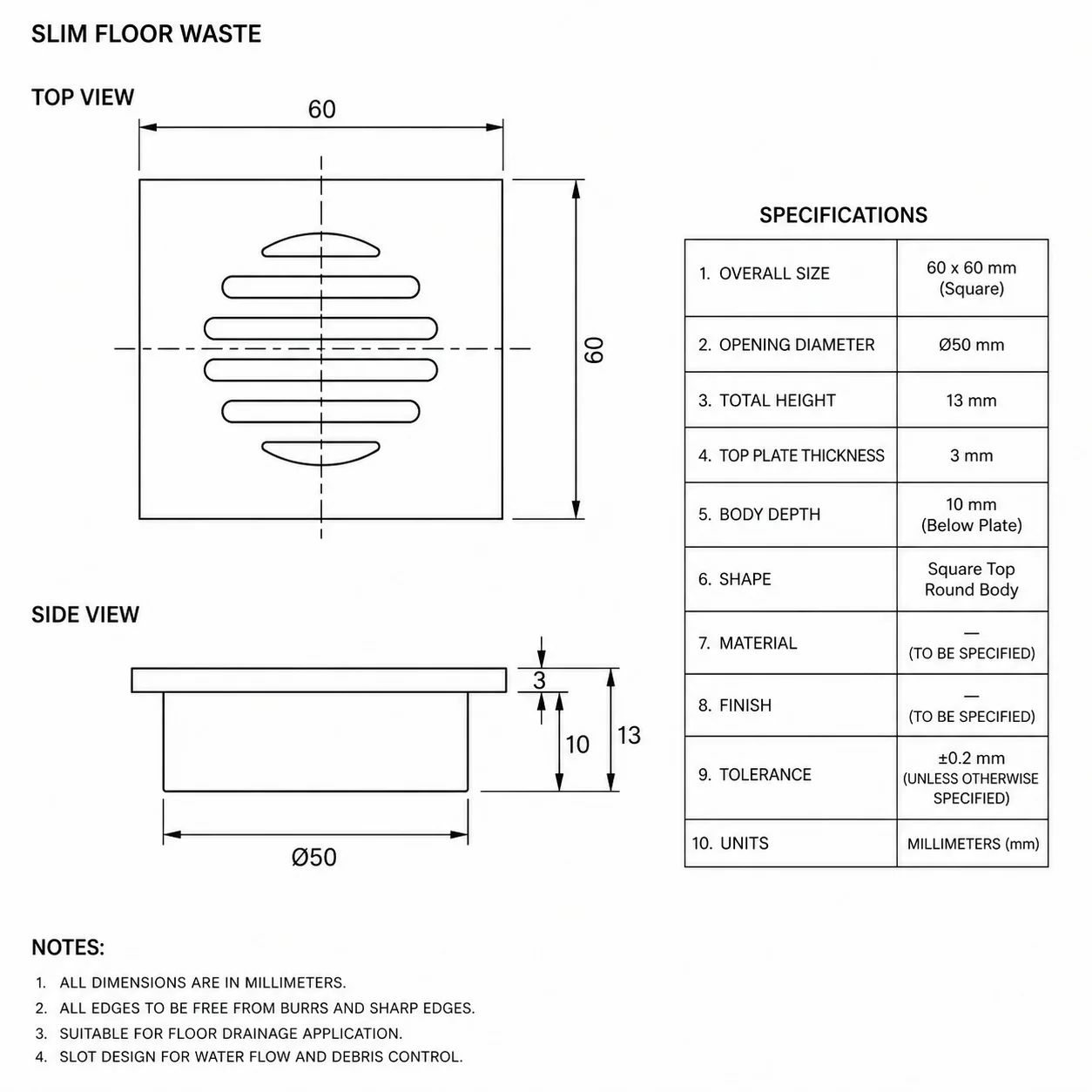 Chrome 60mm Slim Floor Waste - Image 2