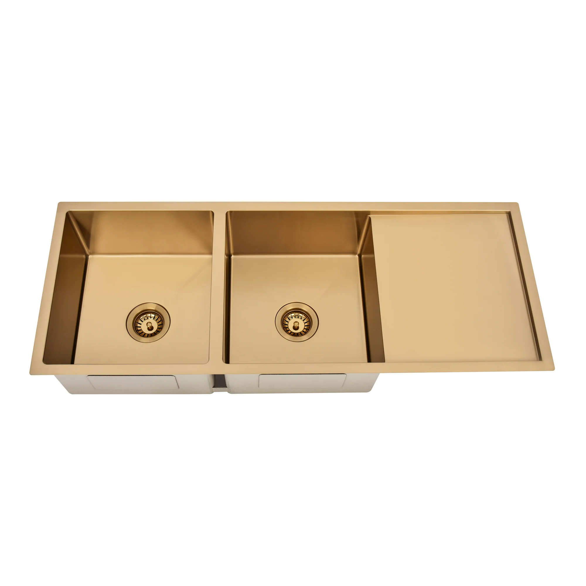 Brushed Gold 1150 x 450 x 230mm Double Bowl Kitchen Sink With Drainer - Image 3