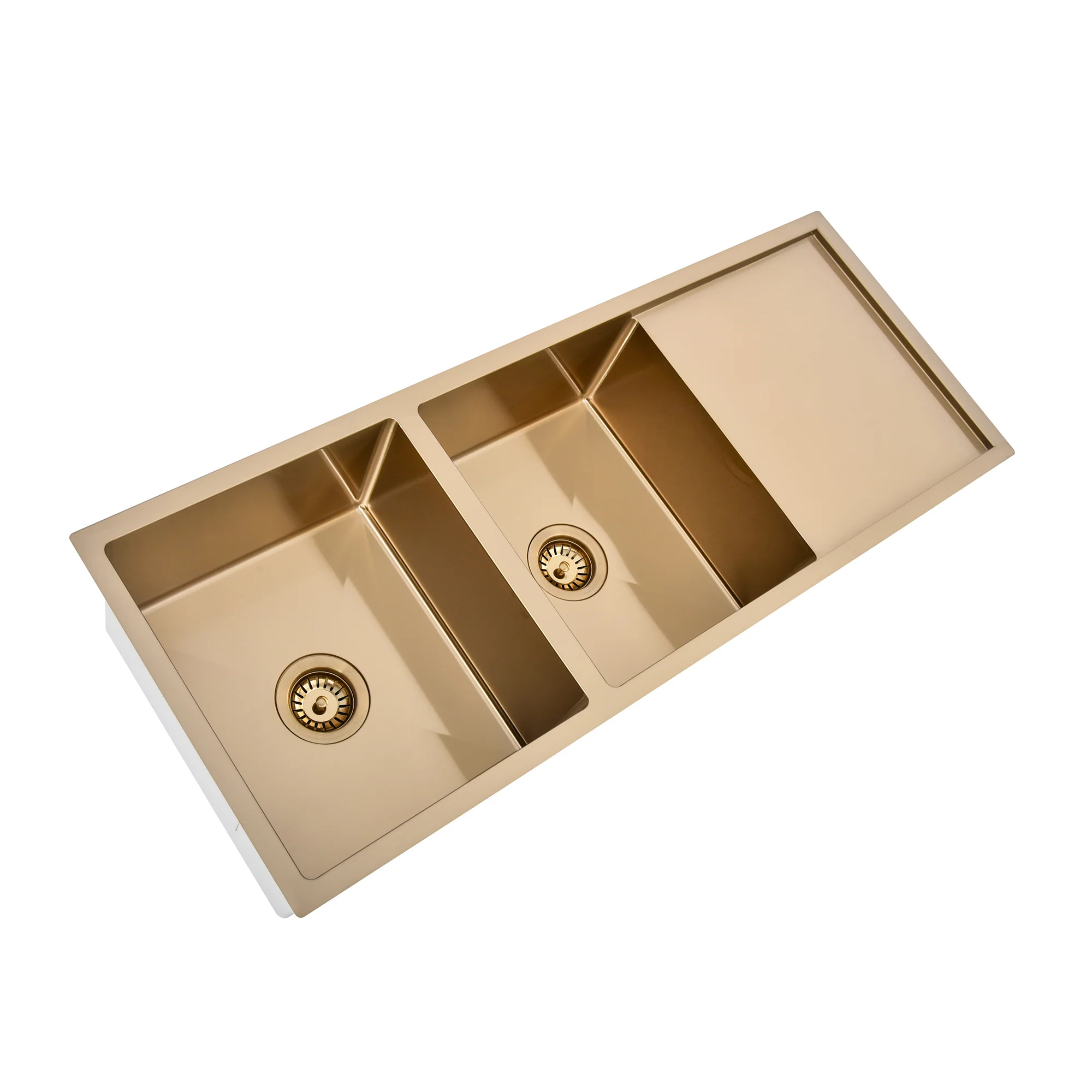 Brushed Gold 1150 x 450 x 230mm Double Bowl Kitchen Sink With Drainer - Image 5