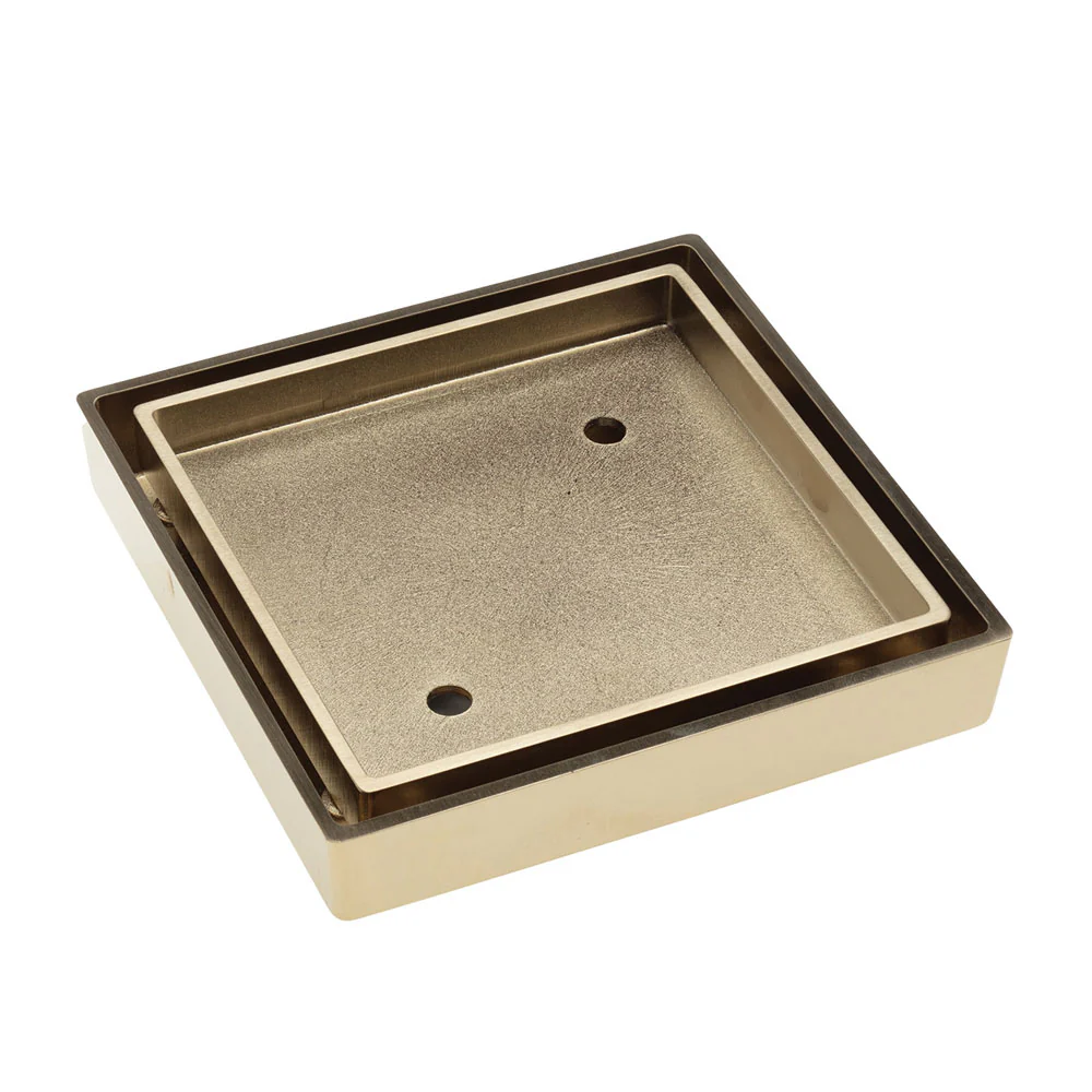 Brushed Gold 115mm Slim Tile Insert Floor Waste