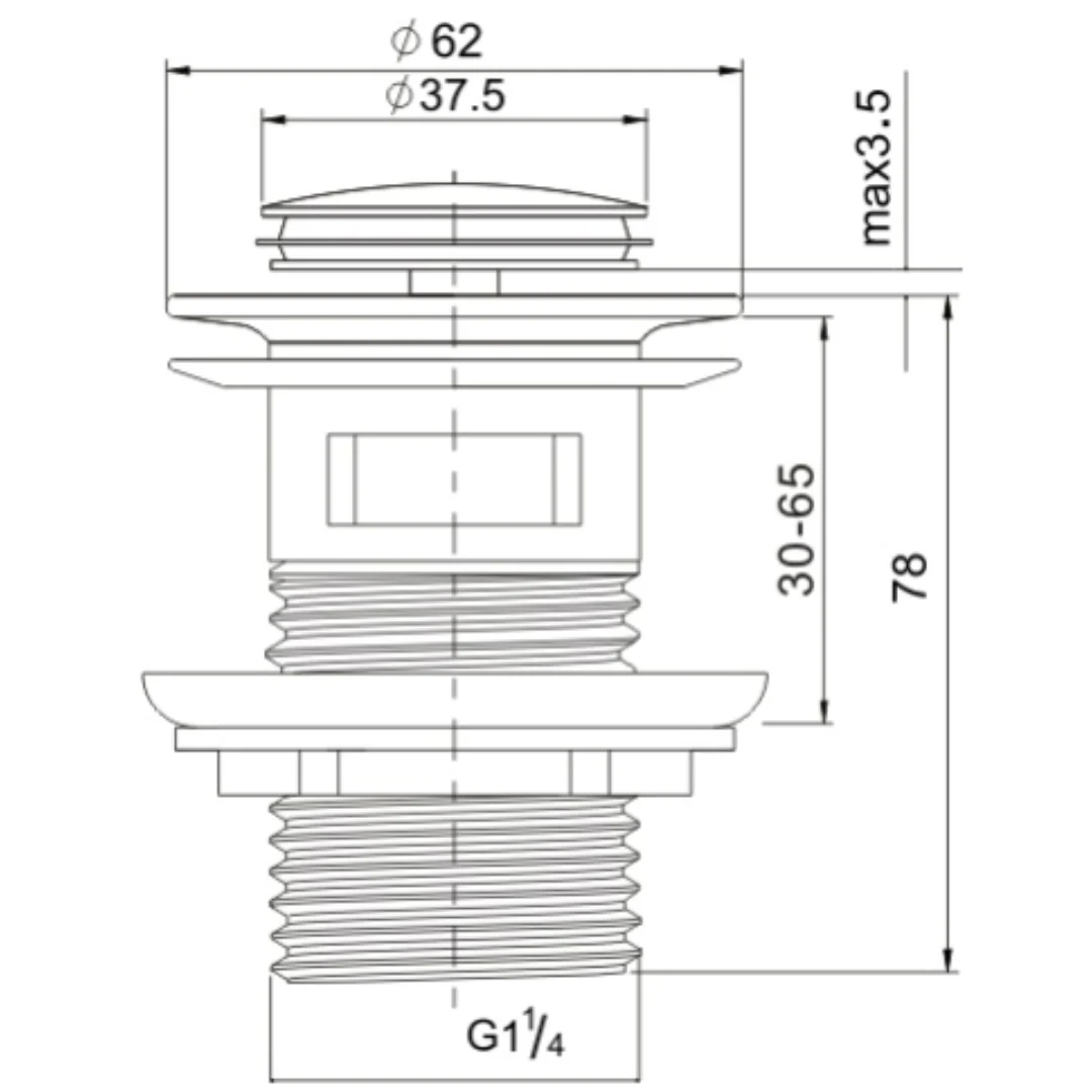 Brushed Nickel 32mm Overflow Basin Pop Up Waste - Image 2