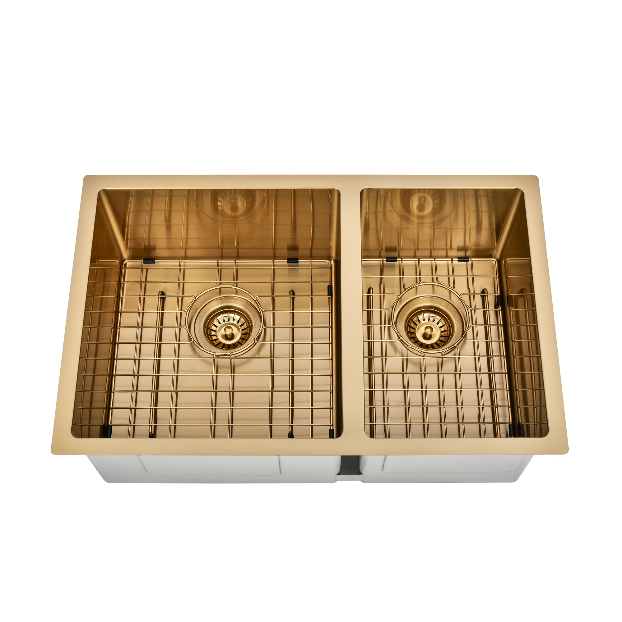 Brushed Gold 700 x 450 x 230mm 1 & 3/4 Double Bowl Kitchen Sink - Image 6