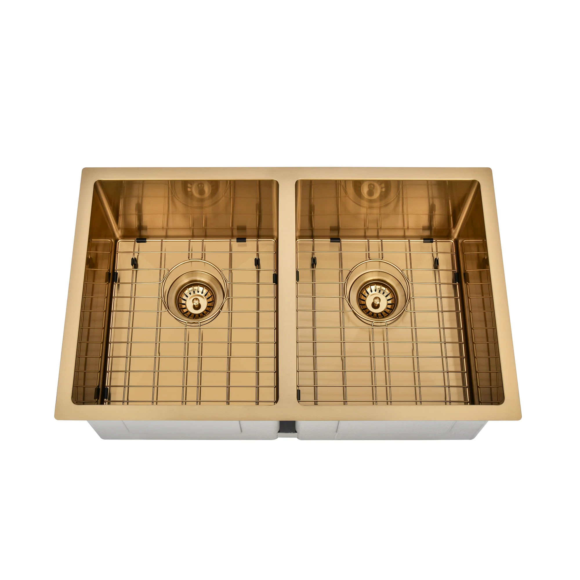 Brushed Gold 750 x 450 x 230mm Double Bowl Kitchen Sink - Image 4