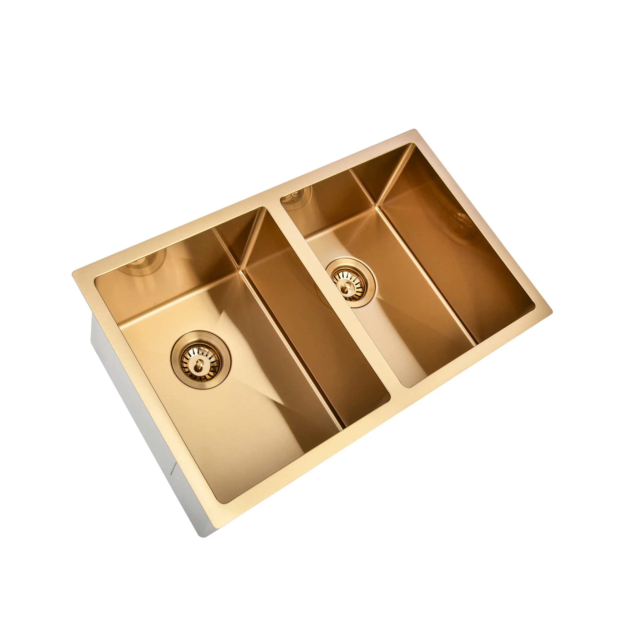Brushed Gold 750 x 450 x 230mm Double Bowl Kitchen Sink - Image 5