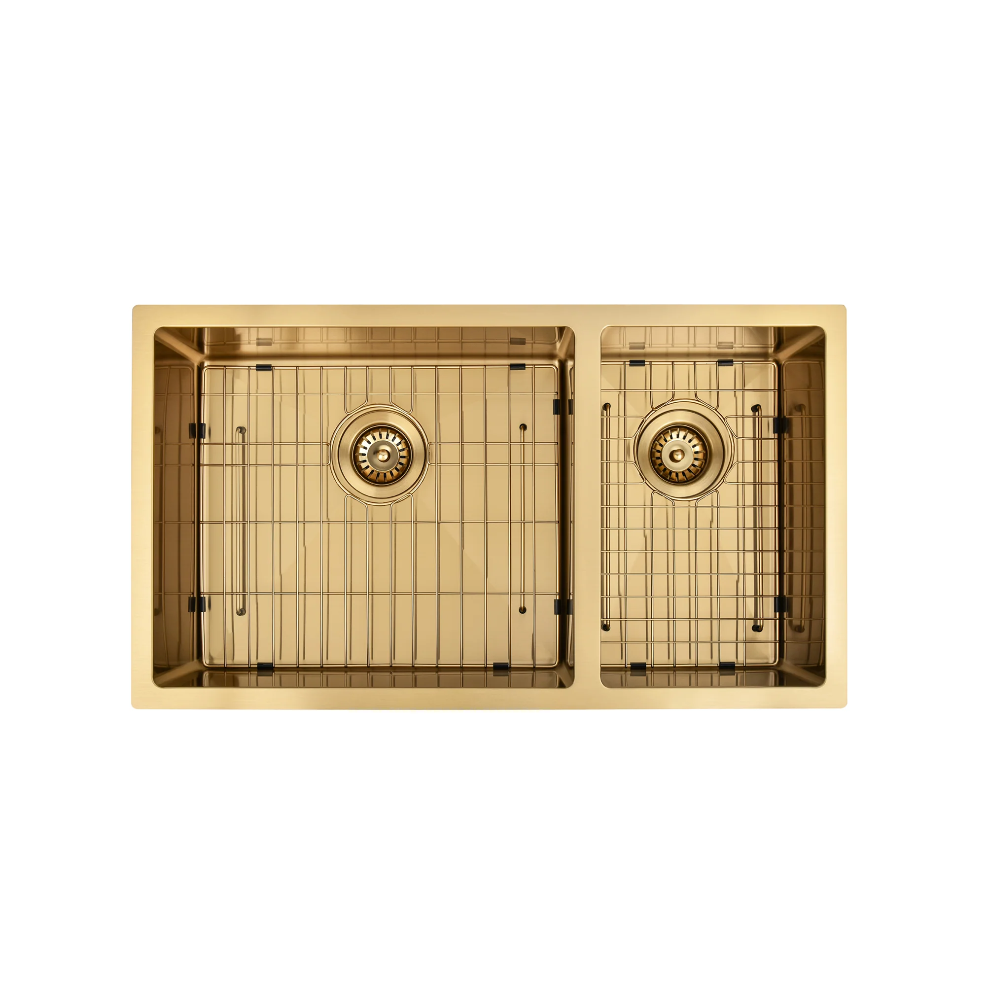 Brushed Gold 800 x 450 x 230mm 1 & 1/2 Double Bowl Kitchen Sink - Image 2