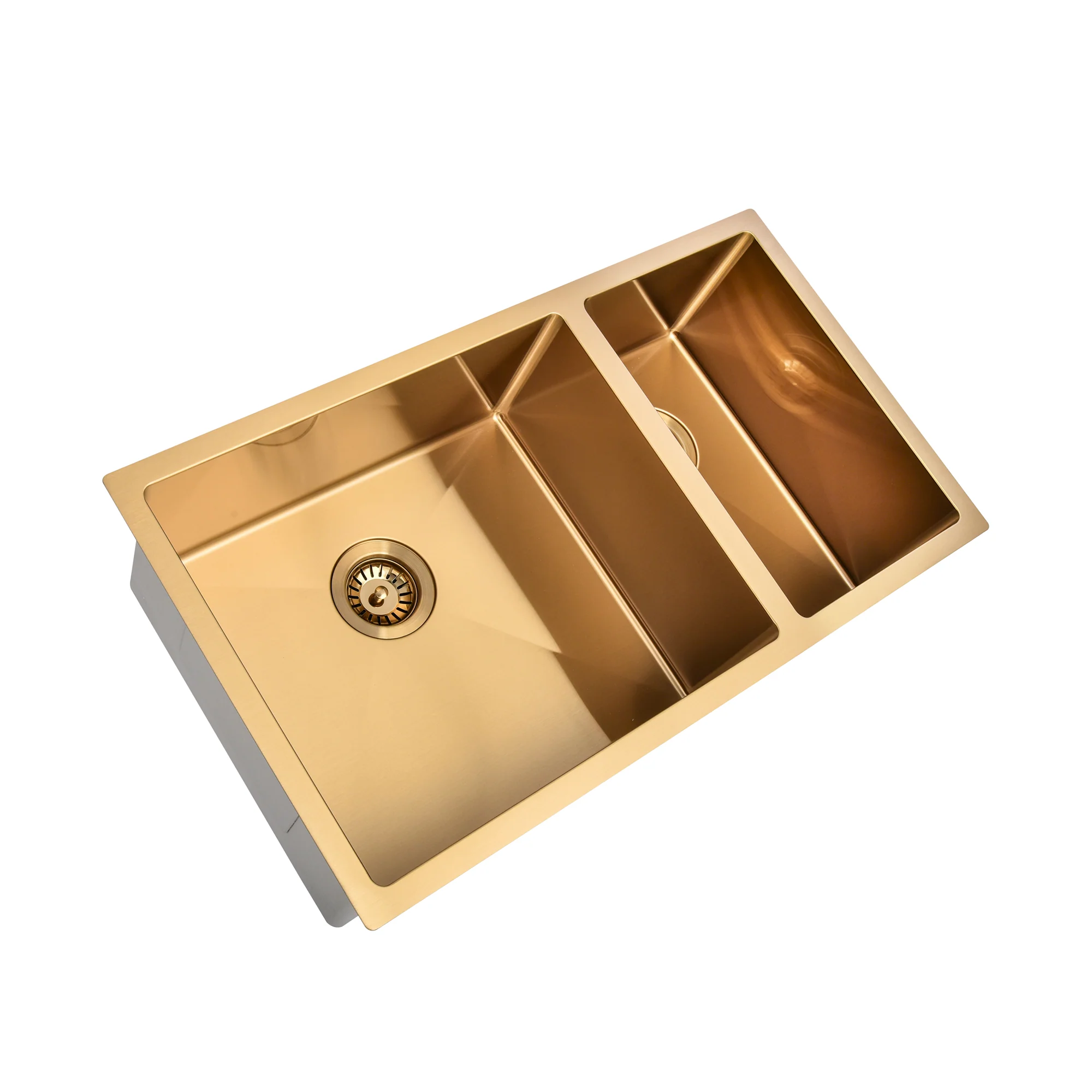Brushed Gold 800 x 450 x 230mm 1 & 1/2 Double Bowl Kitchen Sink - Image 3