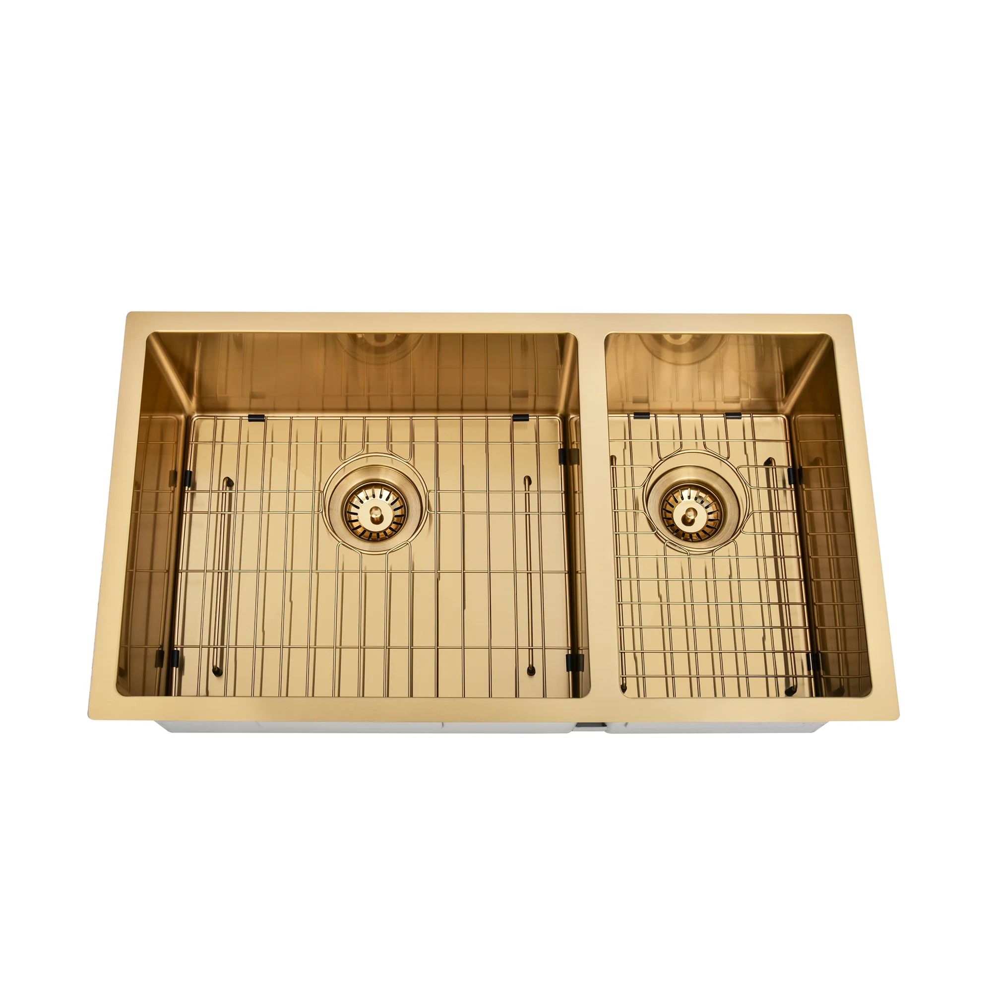 Brushed Gold 800 x 450 x 230mm 1 & 1/2 Double Bowl Kitchen Sink - Image 6