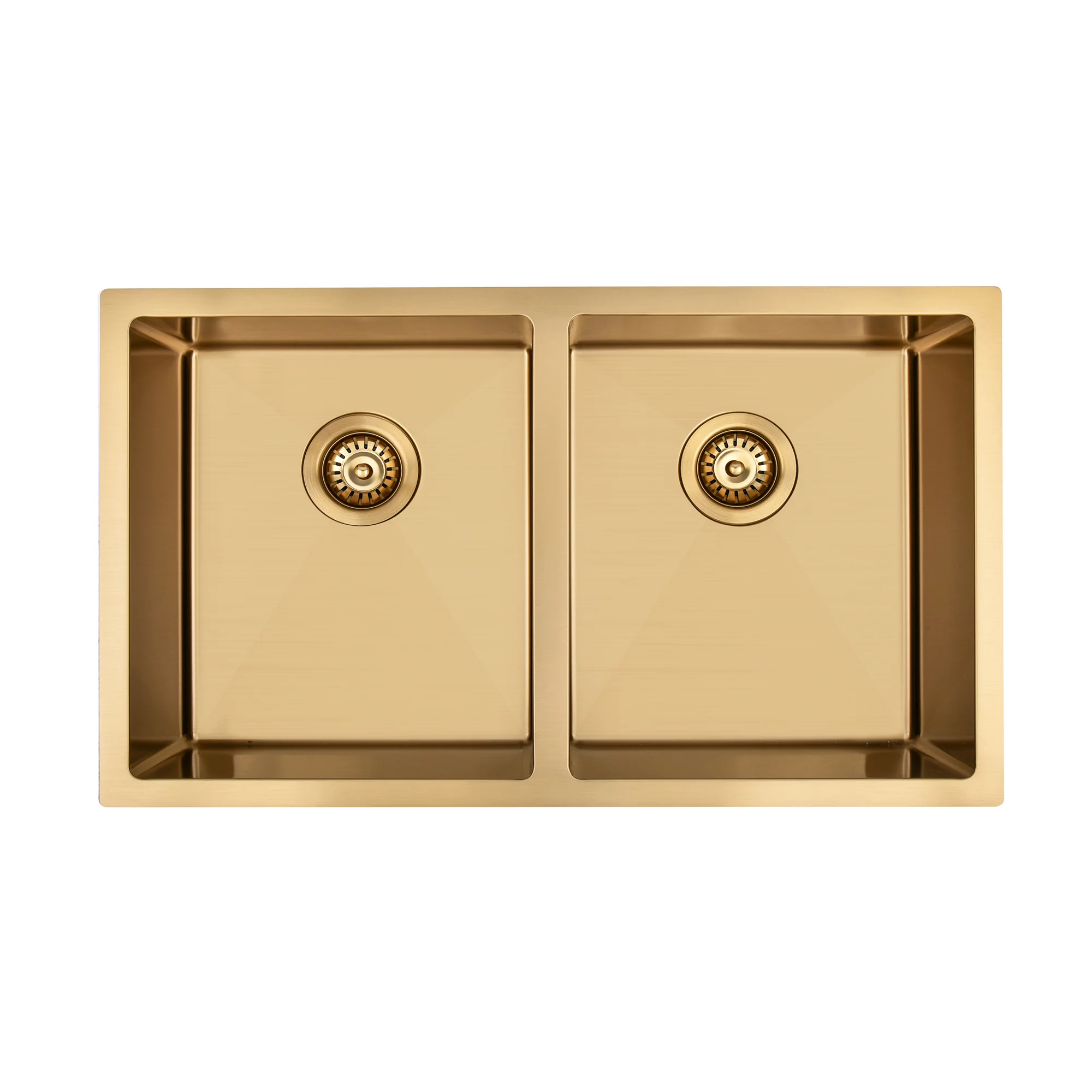 Brushed Gold 850 x 450 x 230mm Double Bowl Kitchen Sink