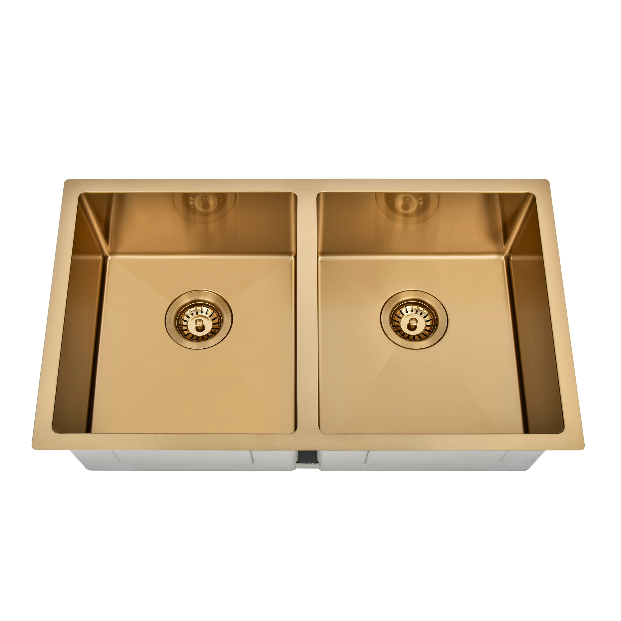 Brushed Gold 850 x 450 x 230mm Double Bowl Kitchen Sink - Image 3