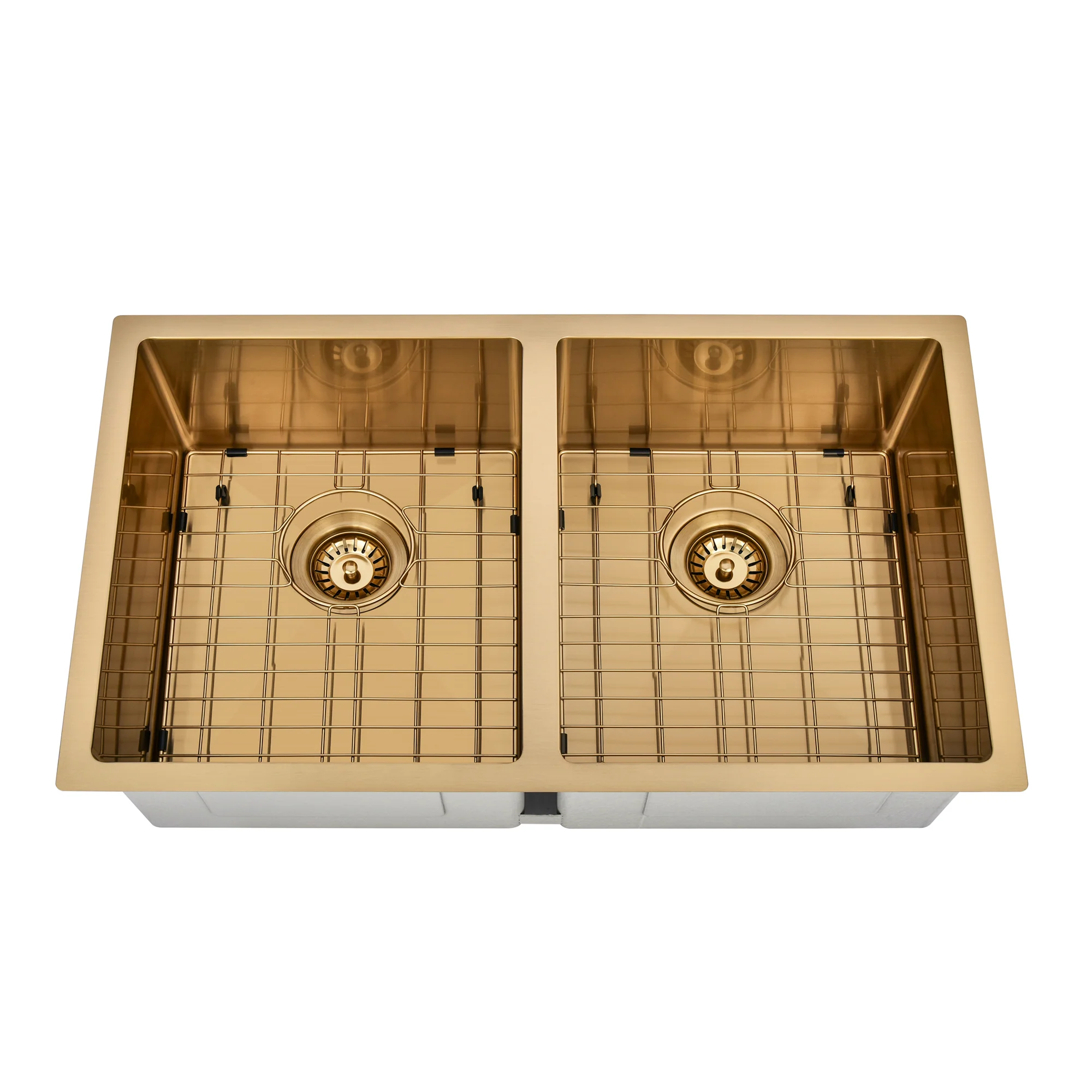 Brushed Gold 850 x 450 x 230mm Double Bowl Kitchen Sink - Image 4