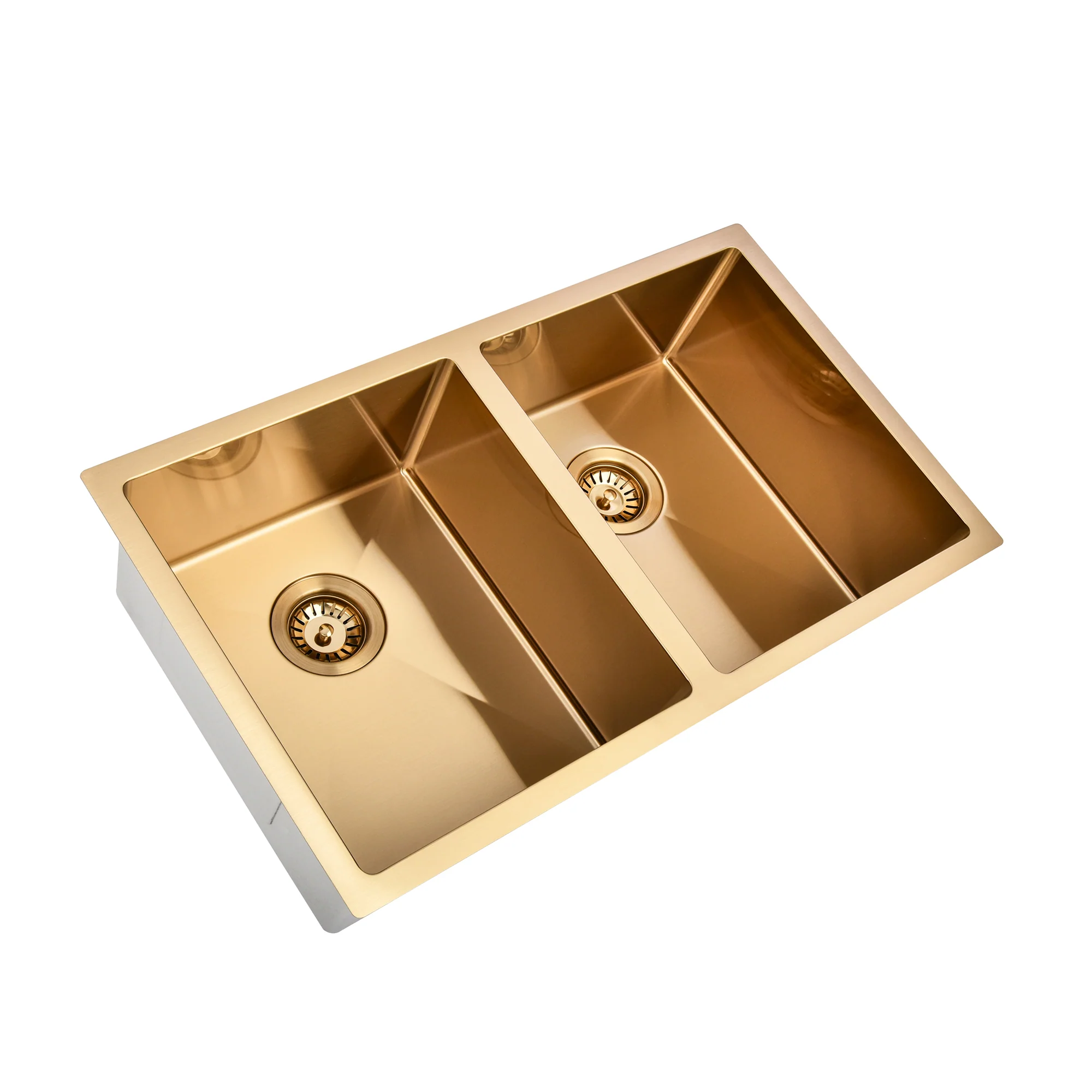 Brushed Gold 850 x 450 x 230mm Double Bowl Kitchen Sink - Image 5