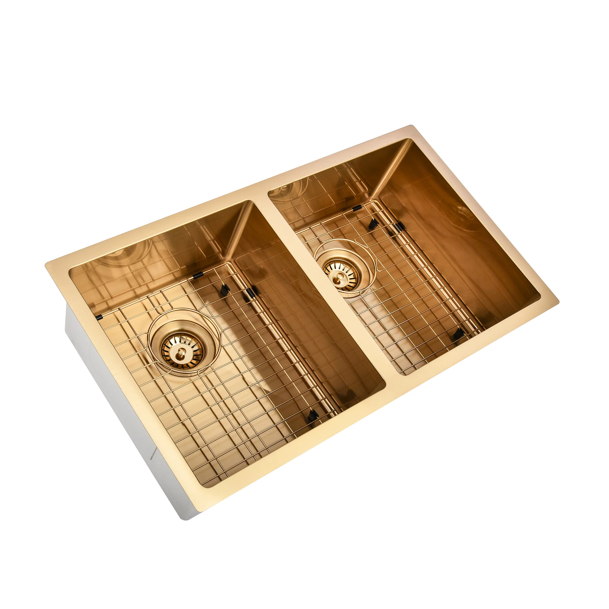 Brushed Gold 850 x 450 x 230mm Double Bowl Kitchen Sink - Image 6