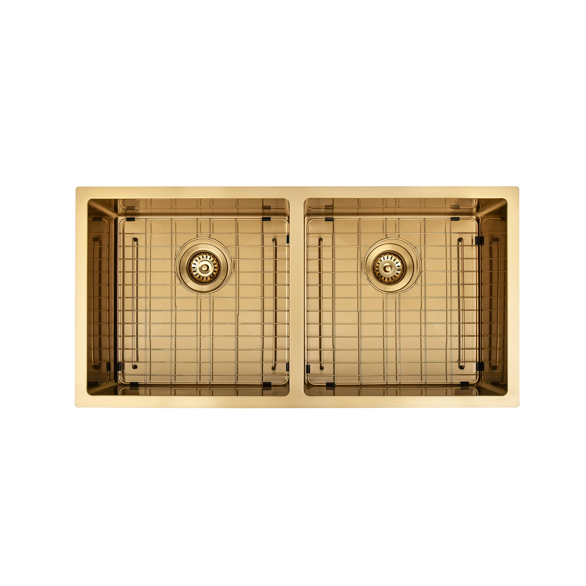 Brushed Gold 900 x 450 x 230mm Double Bowl Kitchen Sink - Image 2
