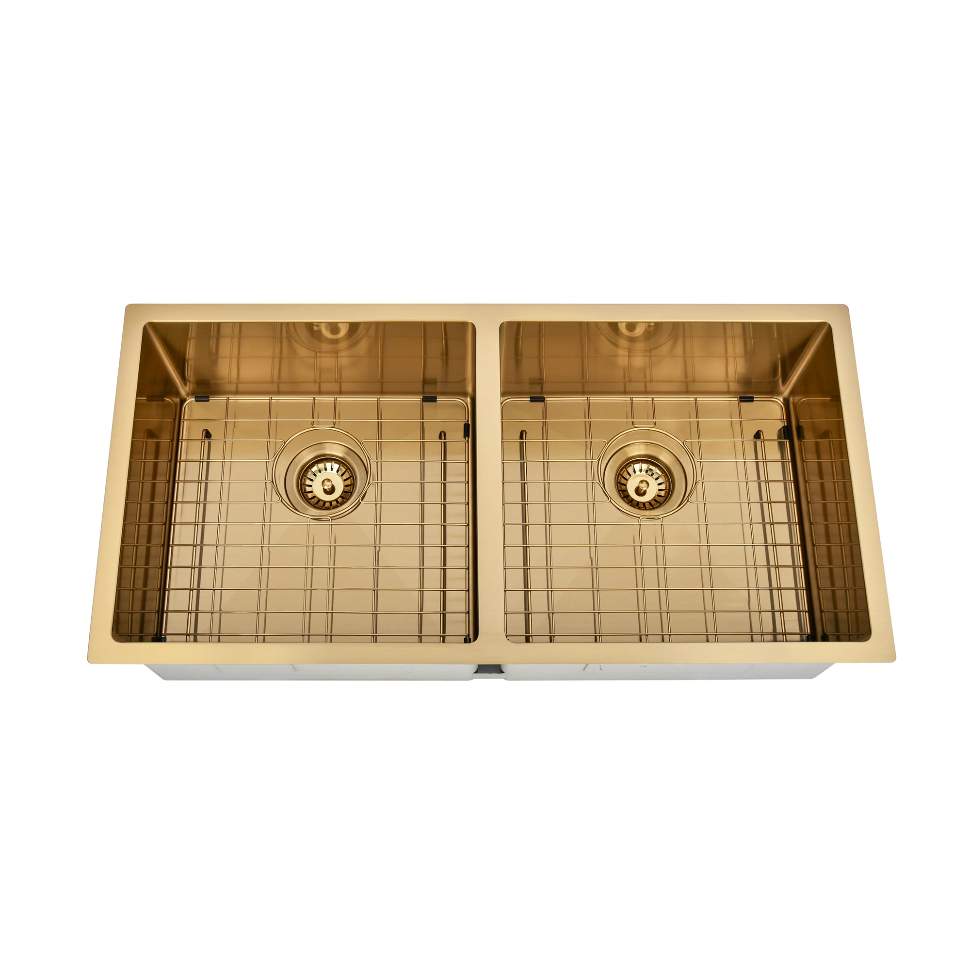 Brushed Gold 900 x 450 x 230mm Double Bowl Kitchen Sink - Image 4