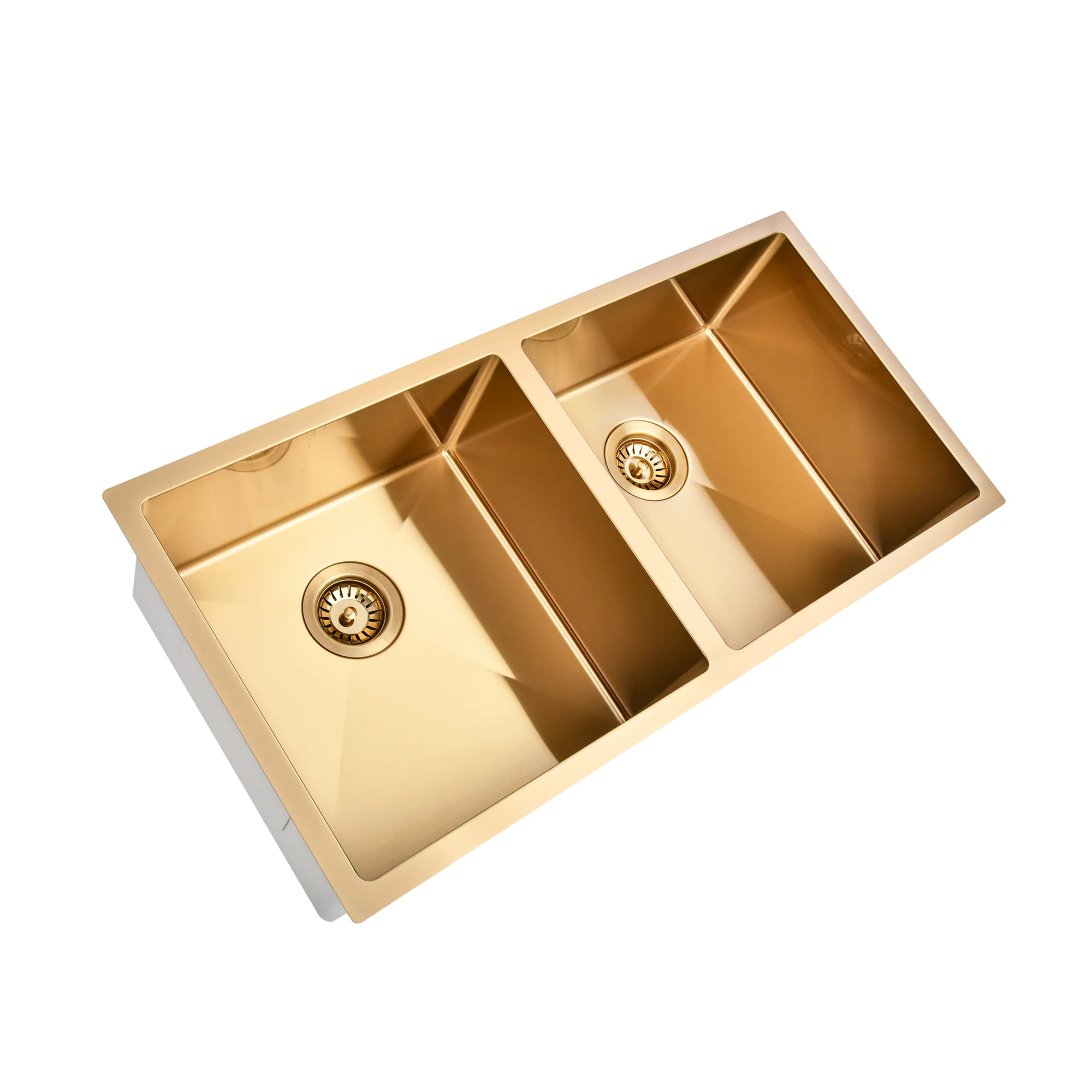 Brushed Gold 900 x 450 x 230mm Double Bowl Kitchen Sink - Image 5