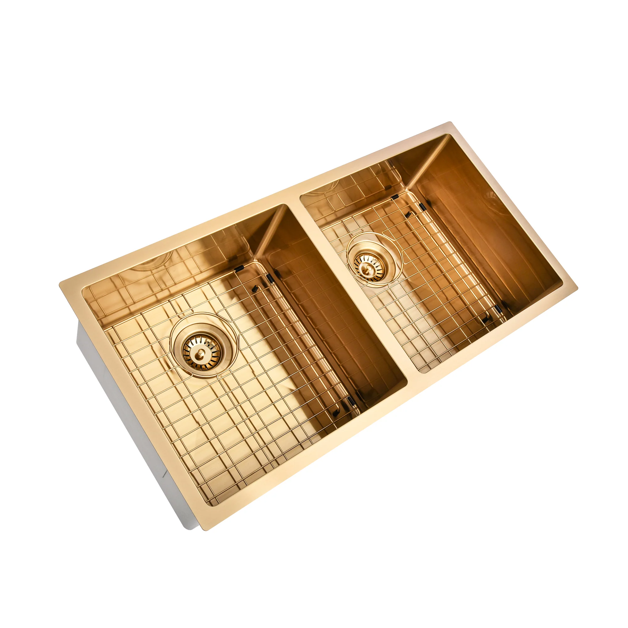 Brushed Gold 900 x 450 x 230mm Double Bowl Kitchen Sink - Image 6