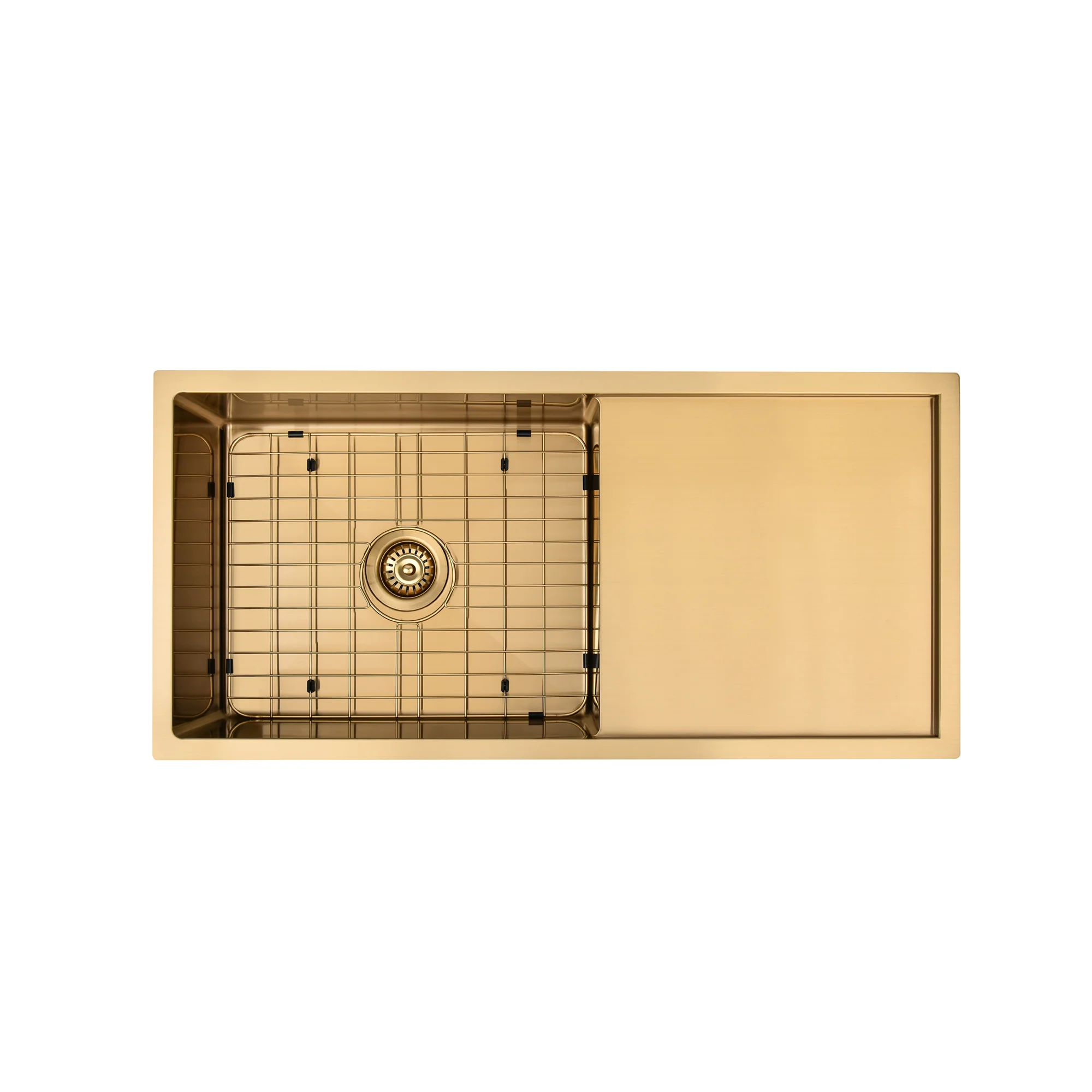 Brushed Gold 950 x 450 x 230mm Single Bowl Kitchen Sink With Drainer - Image 2