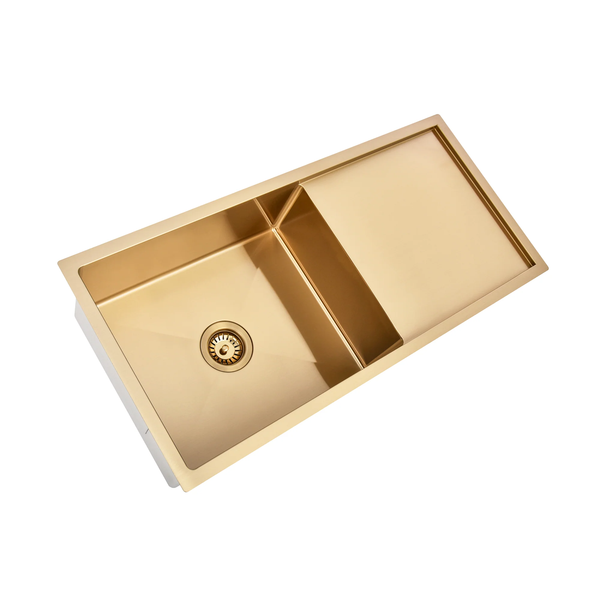Brushed Gold 950 x 450 x 230mm Single Bowl Kitchen Sink With Drainer - Image 3