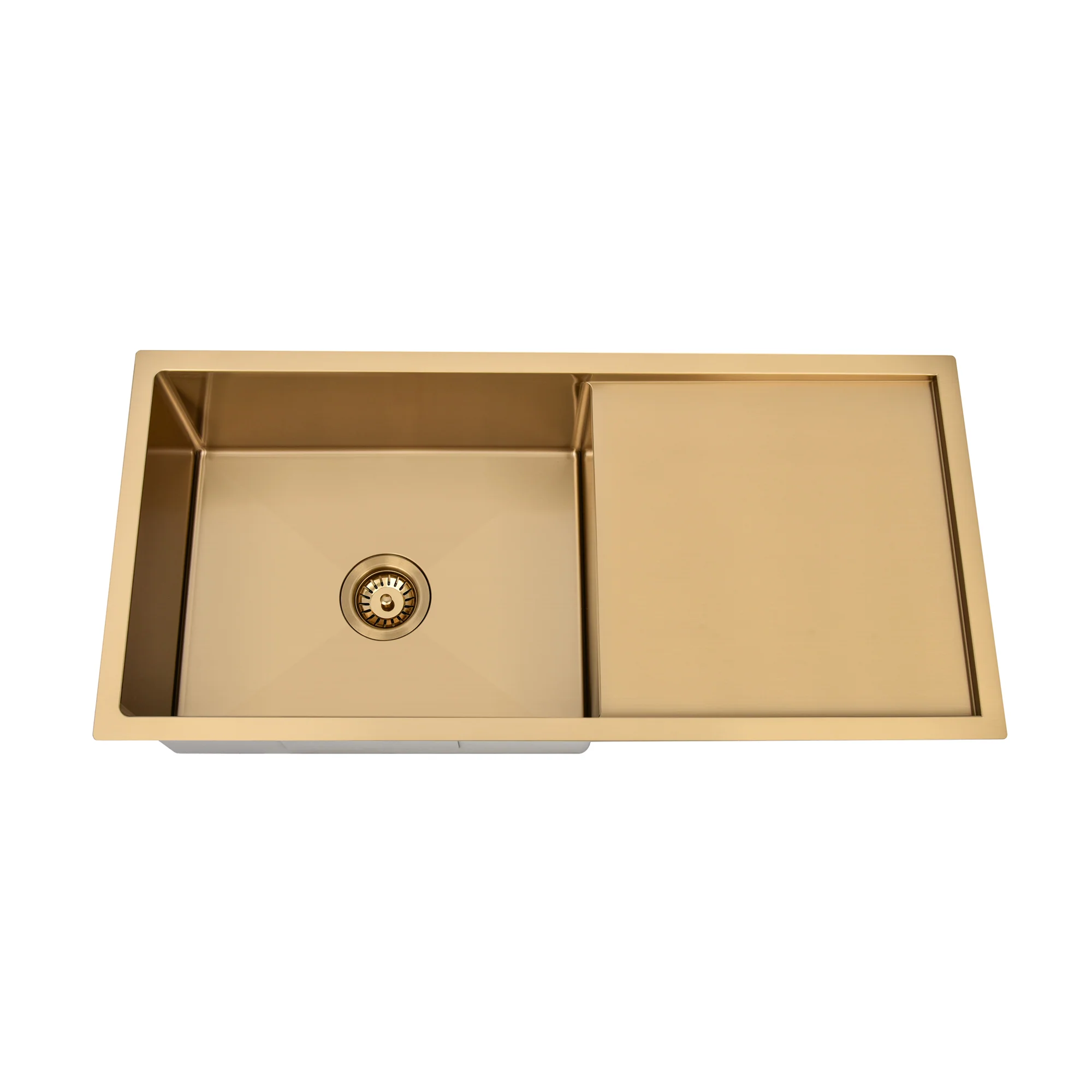 Brushed Gold 950 x 450 x 230mm Single Bowl Kitchen Sink With Drainer - Image 5