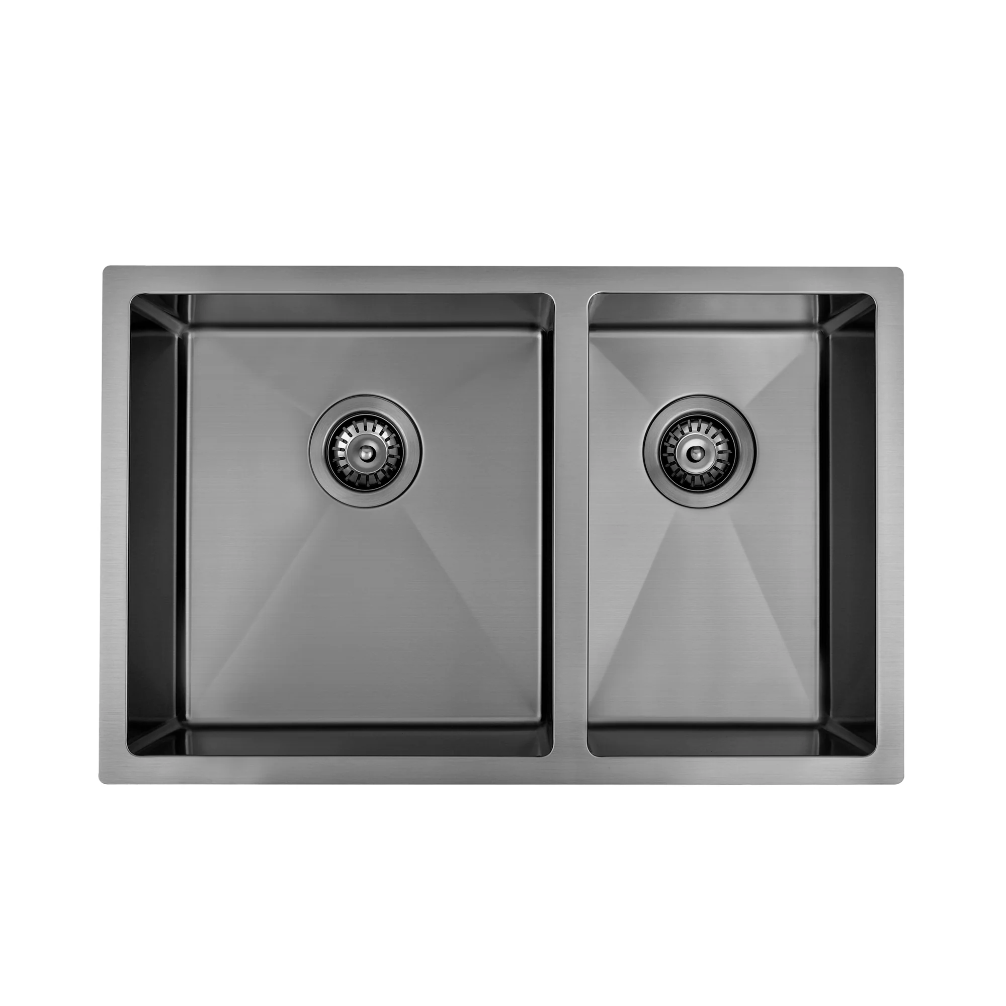 Brushed Gun Metal 700 x 450 x 230mm 1 & 3/4 Double Bowl Kitchen Sink