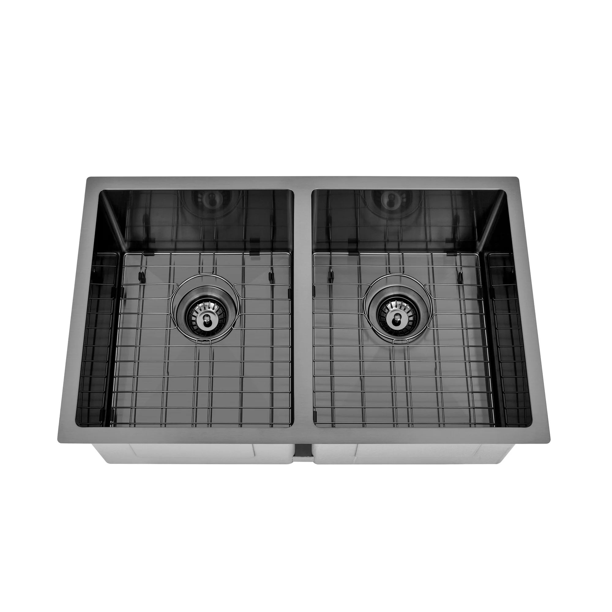 Brushed Gun Metal 750 x 450 x 230mm Double Bowl Kitchen Sink - Image 6
